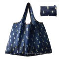 Foldable Polyester Cloth Reusable Fashion Shopping Bags with Rope Handle